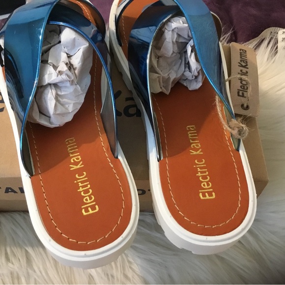 NIB Electric Karma Metallic Blue (Cobalt) Bickle Sandals, 10 - Picture 6 of 8